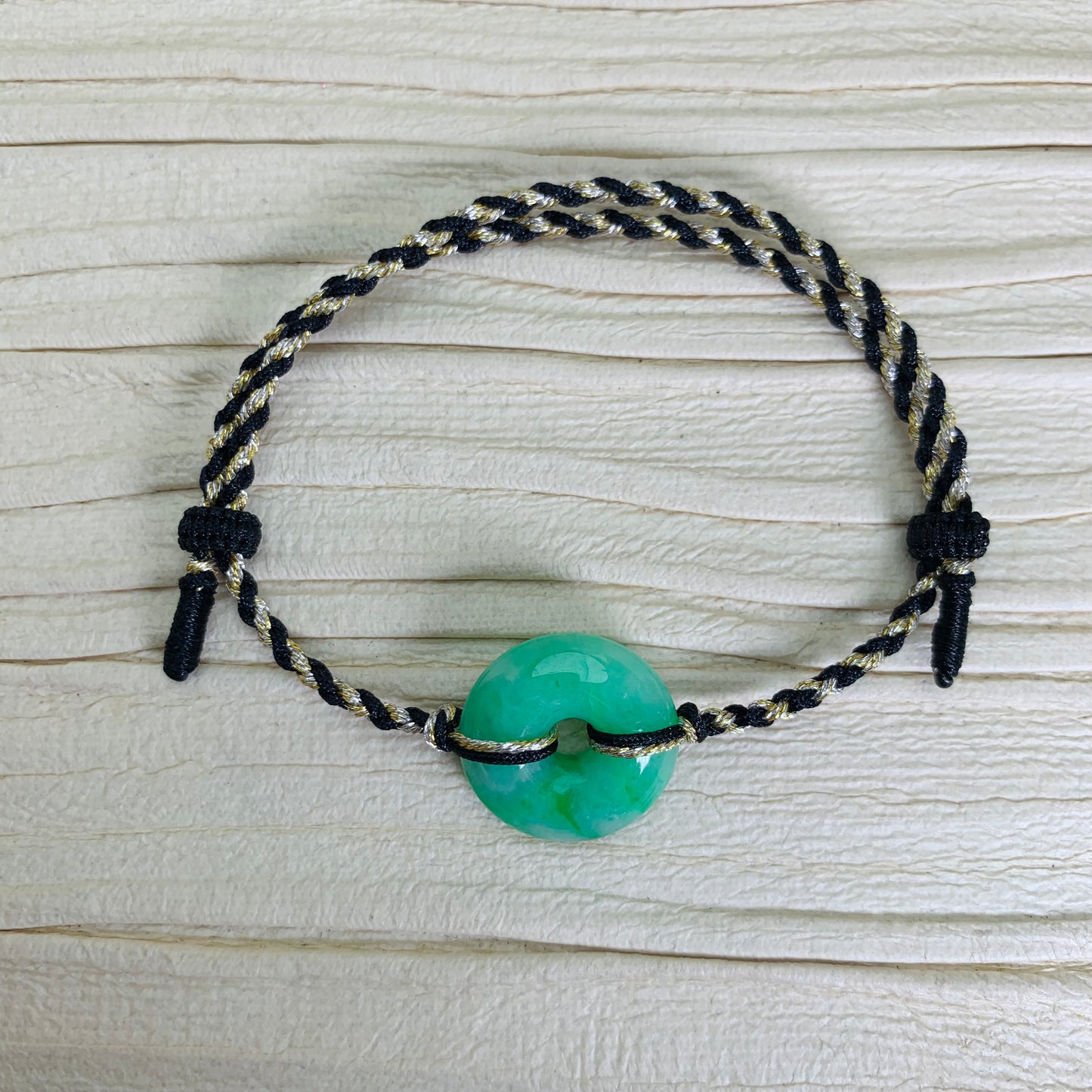 🧚🏻天然緬甸白底青金絲種翡翠*平安扣配溢翠手繩系列🧚🏻C248181628