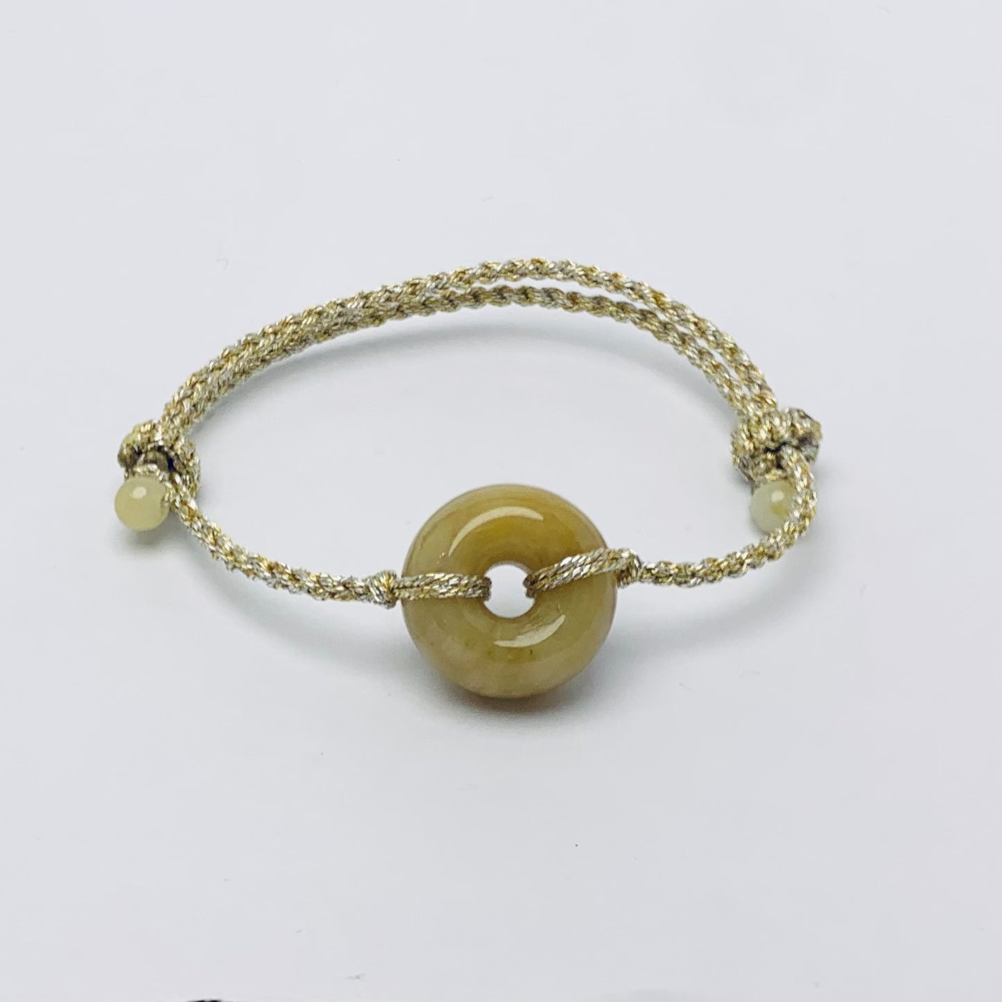 C243161124Y🌞天然緬甸翡翠「招財黃翡」甜甜圈平安扣配溢翠手繩系列🪢