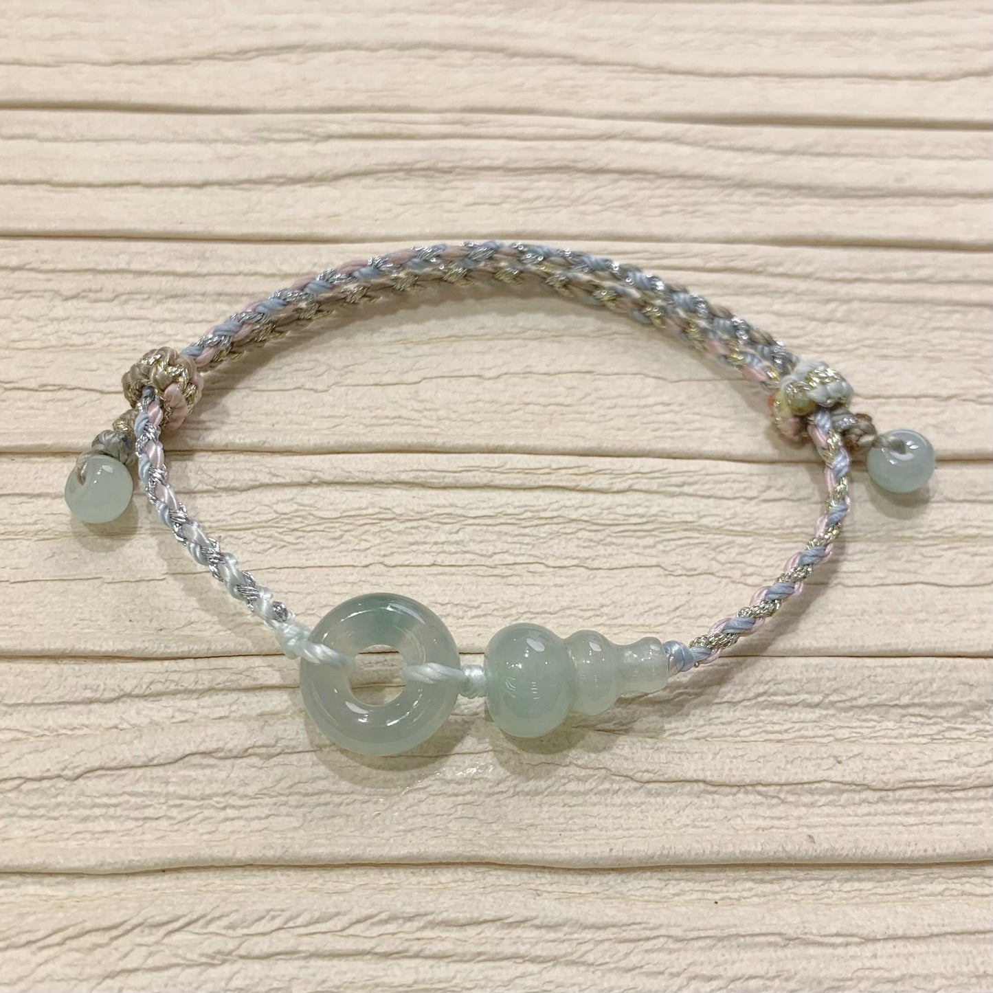 🍩天然緬甸冰飄花翡翠*甜甜圈平安扣拼玉葫蘆配溢翠手繩系列💞 K/C248281503