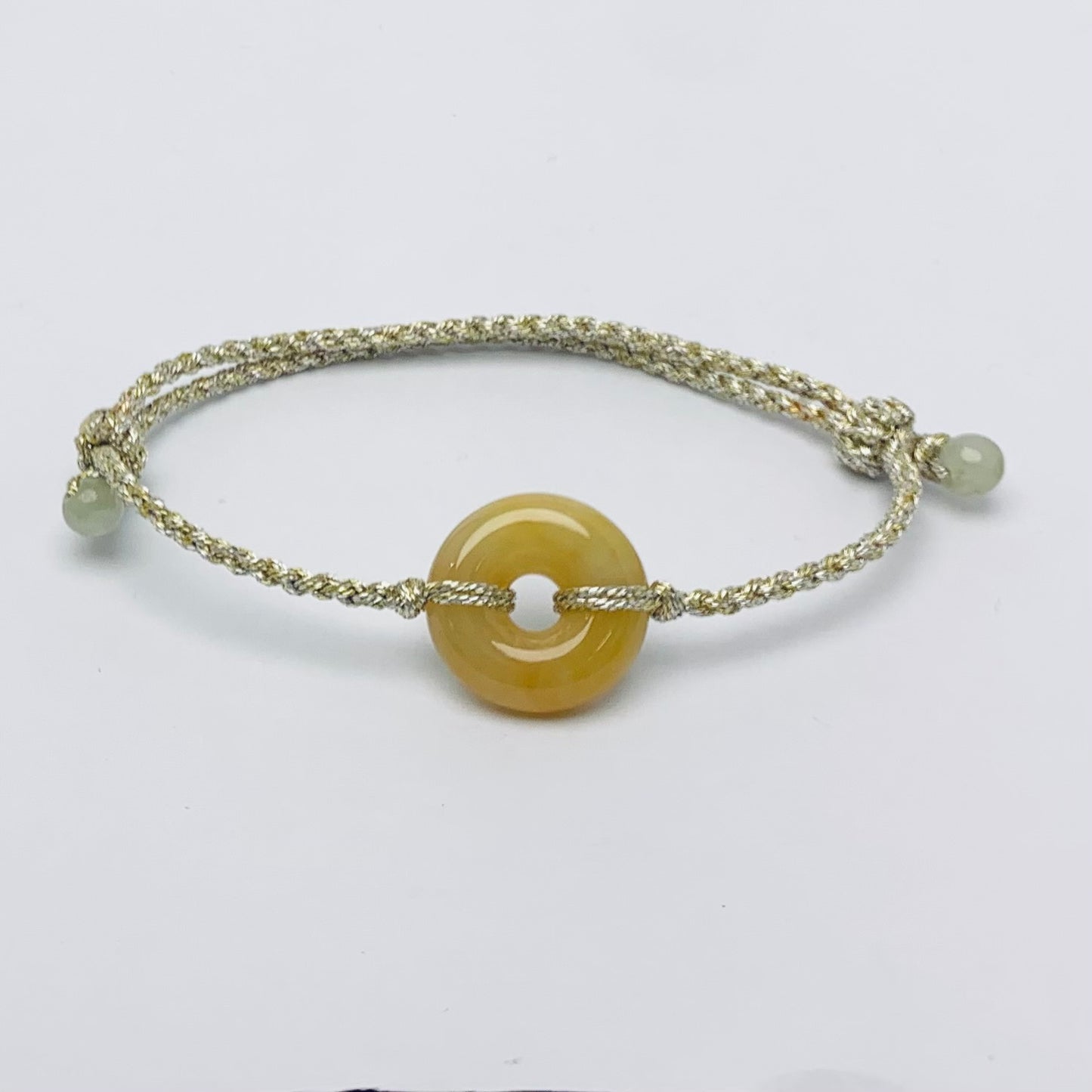 C243161145Y🌞天然緬甸翡翠「招財黃翡」甜甜圈平安扣配溢翠手繩系列🪢