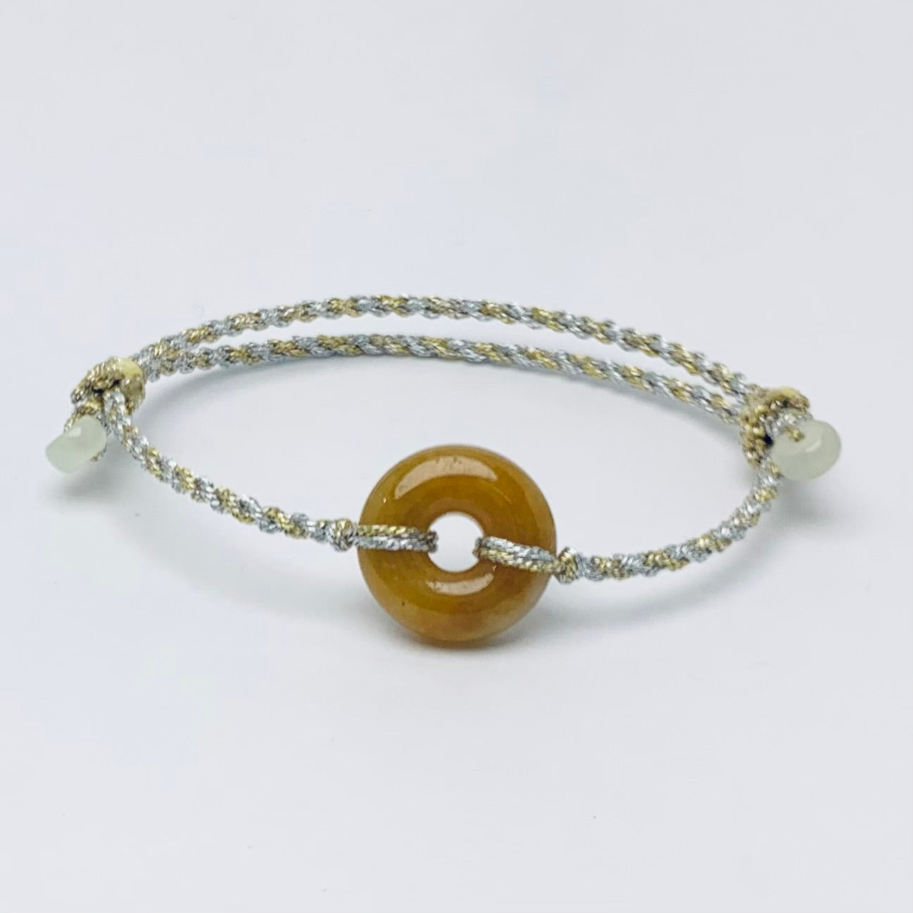 C243161134Y🌞天然緬甸翡翠「招財黃翡」甜甜圈平安扣配溢翠手繩系列🪢