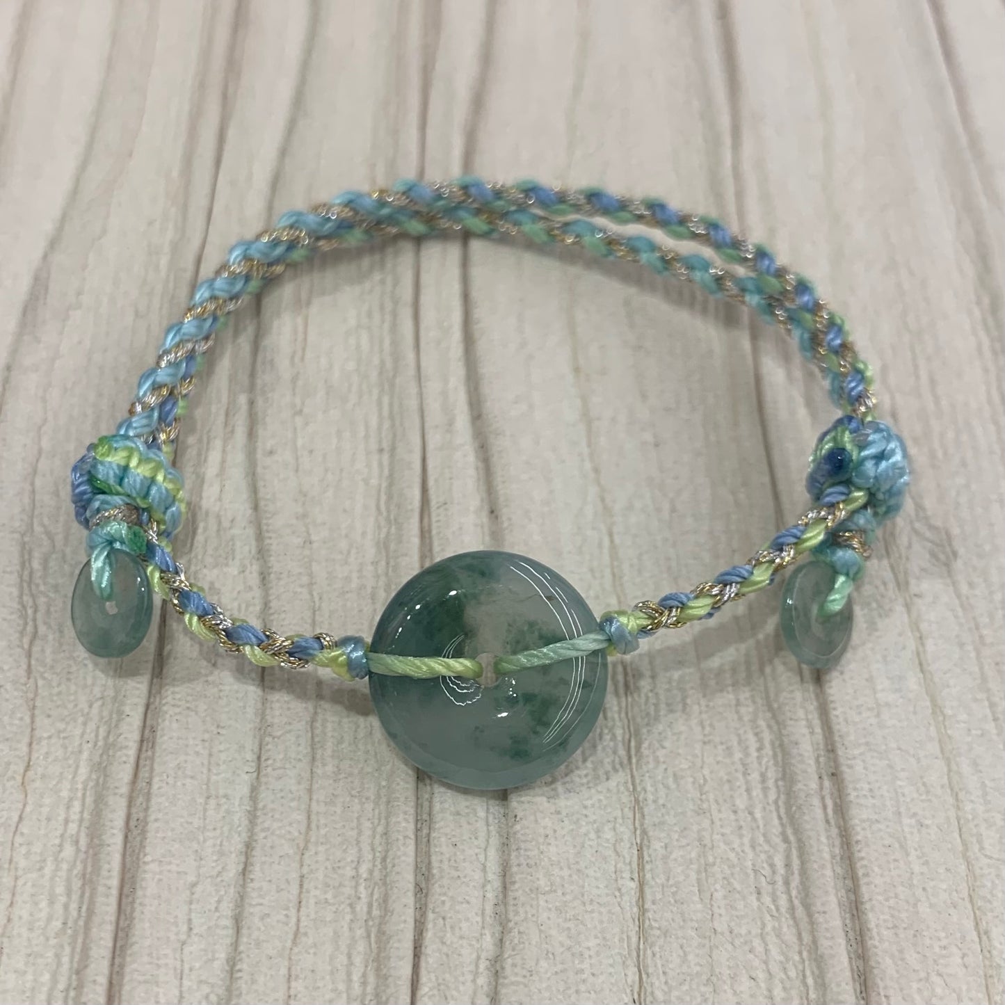 🧚🏻天然緬甸翡翠*冰飄翠花平安扣🍩配溢翠手繩系列🪢貨品編號:C248201925