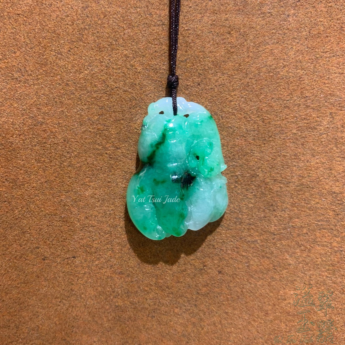 ✨天然緬甸綠花青如意貔貅玉佛手(福壽)2316613