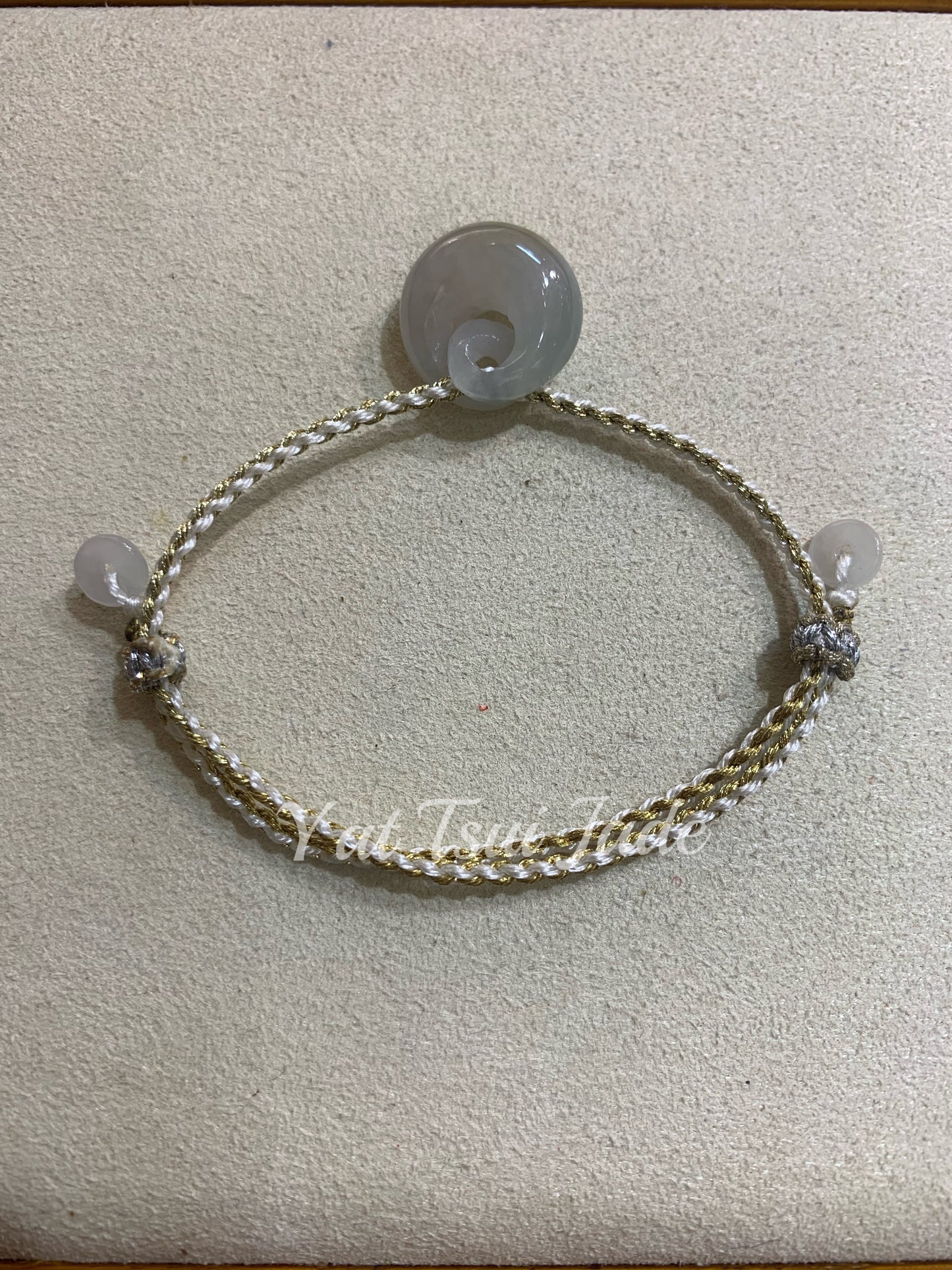 🌼天然緬甸翡翠「冰冰蜜糖色調」圓圓玉螺配溢翠平安扣手繩系列🌻