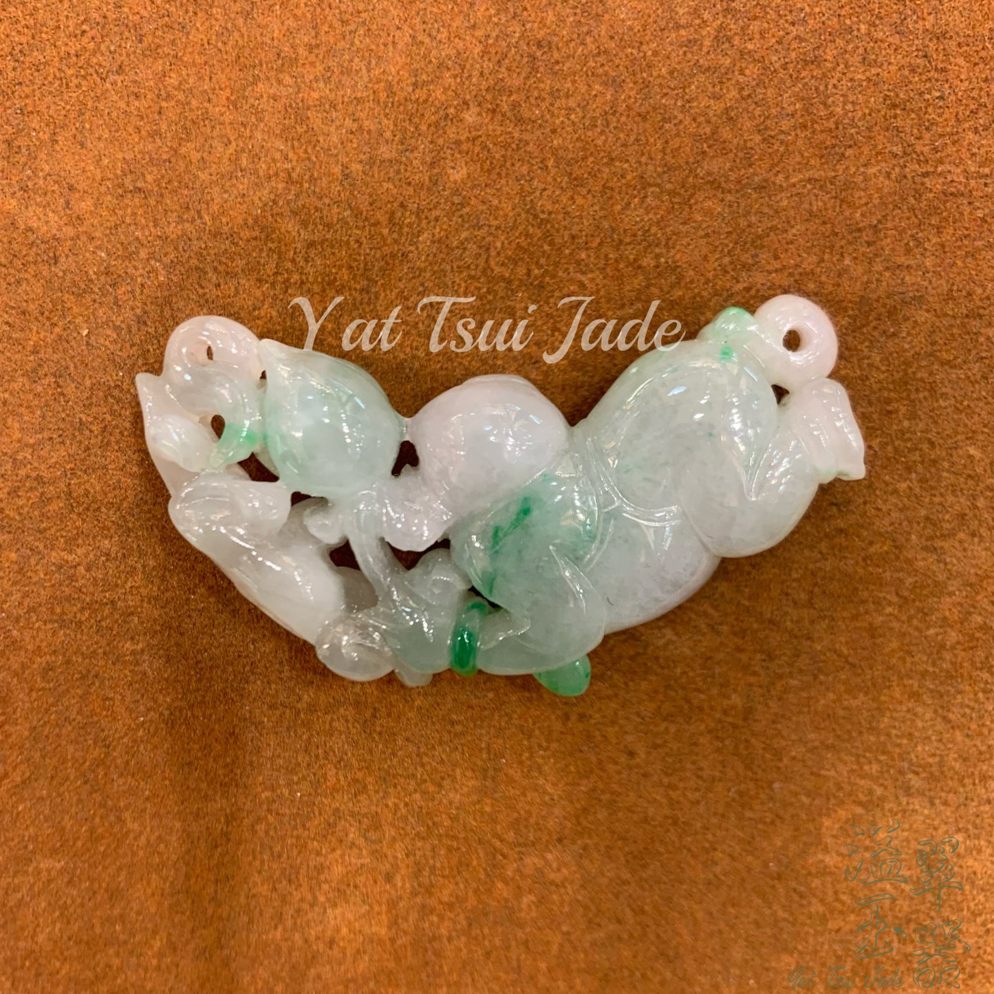 冰種淡春貔貅翠綠玉童子221222416