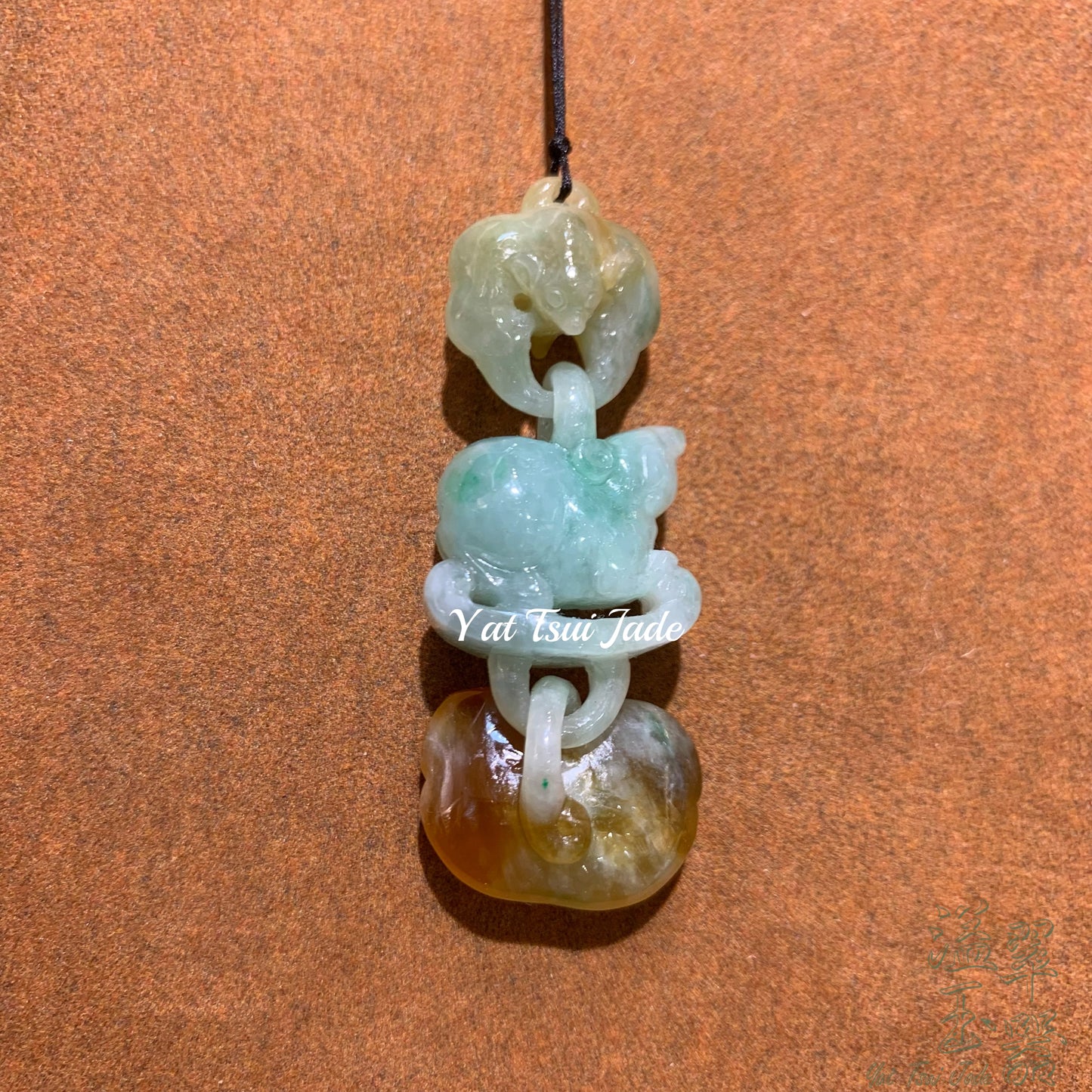 天然緬甸翡翠出環冰種翡黃如意福到子鼠🤩A2332616