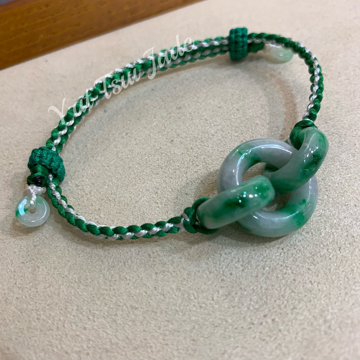 天然緬甸玉石🔗辣椒色三環扣玉圈配溢翠手繩🪢