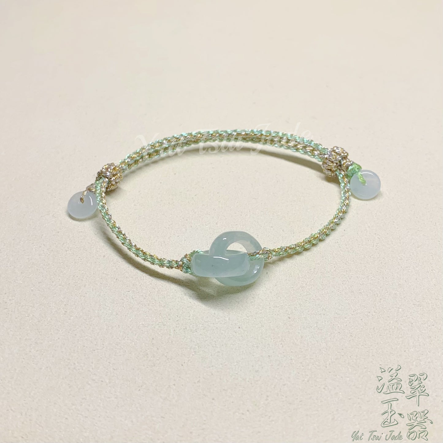 🧊天然緬甸「冰晴翡翠」🔗雙環扣配溢翠平安扣手繩系列🪢
