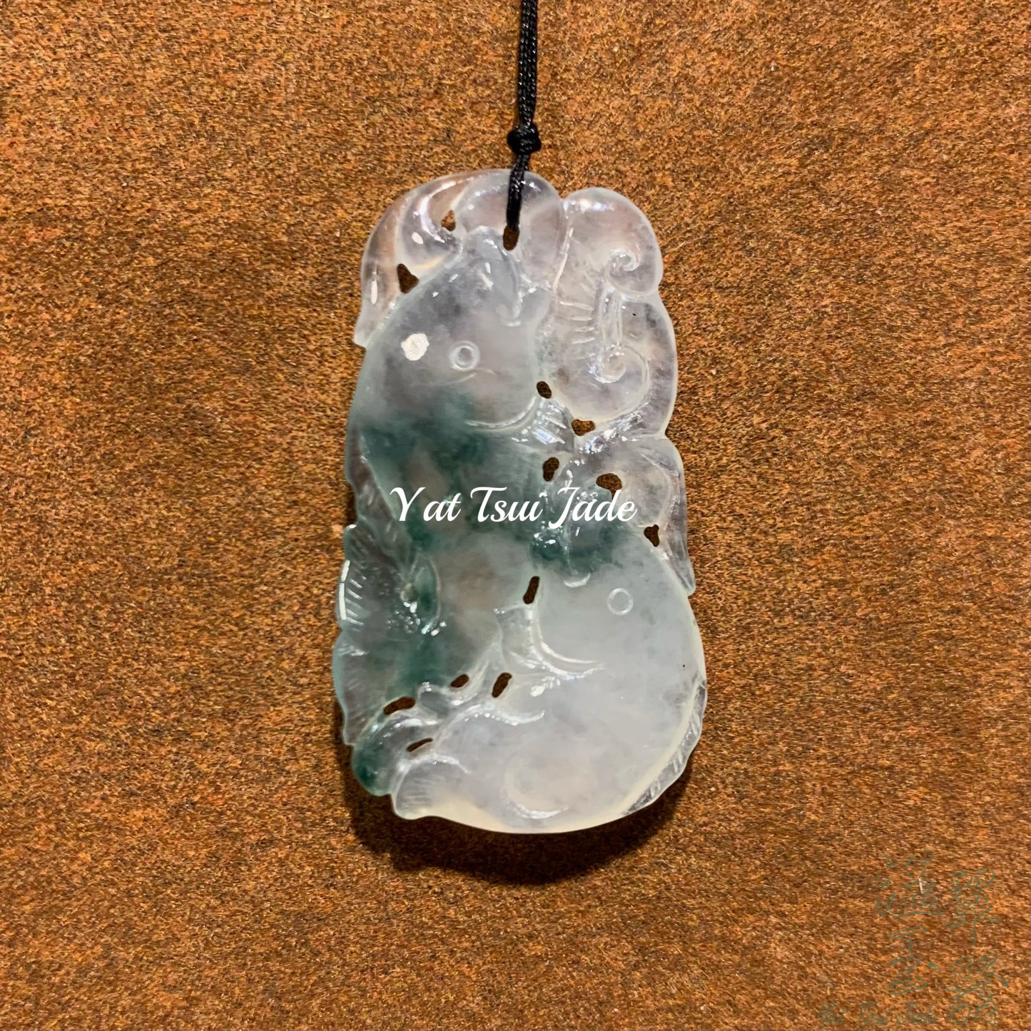 天然緬甸翡翠翠晴綠「冰飄綠花玉雙魚」2328946