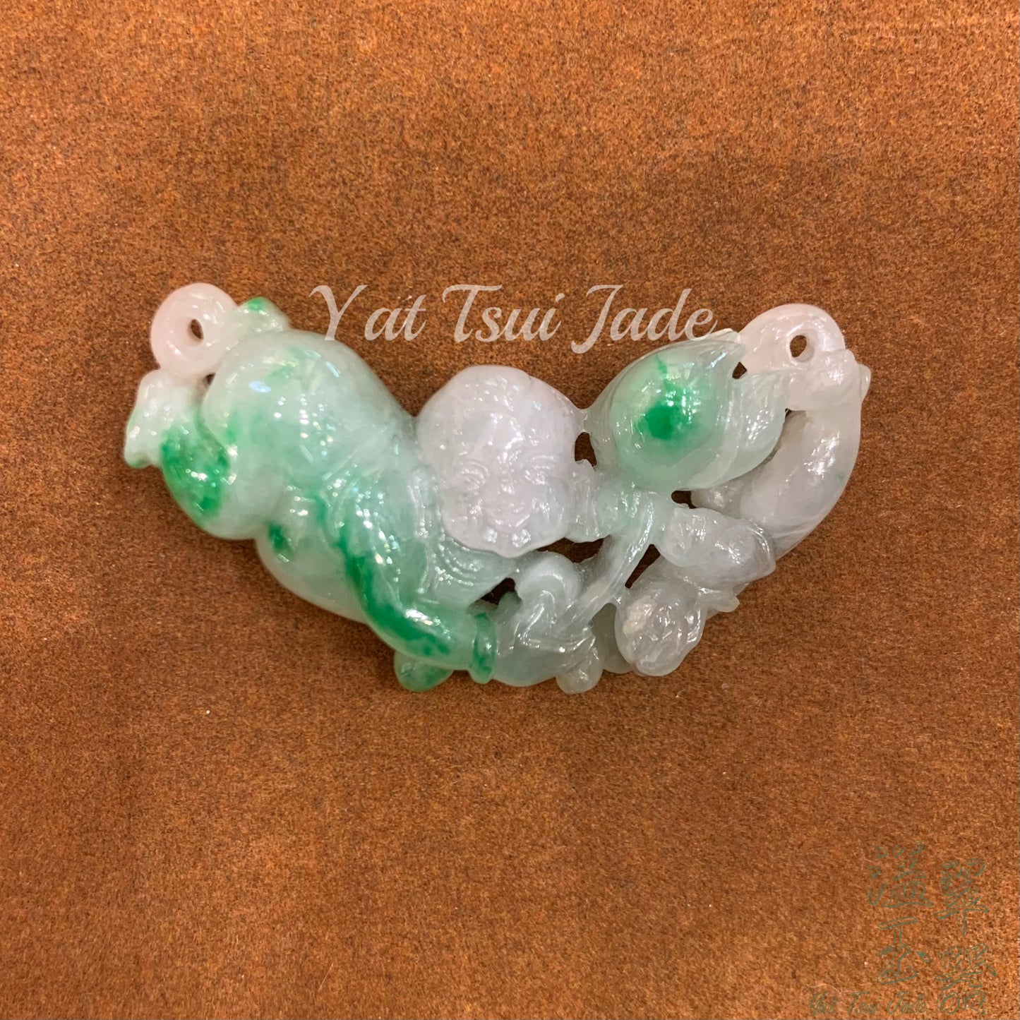 冰種淡春貔貅翠綠玉童子221222416