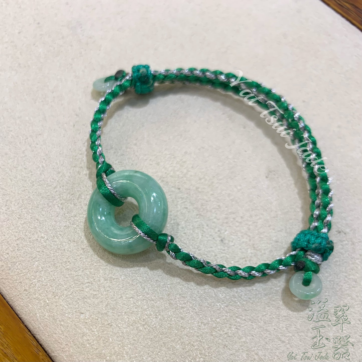 🌱天然緬甸翡翠「晴綠甜甜圈平安扣」配溢翠平安扣手繩系列🌱貨品編號:C22122617