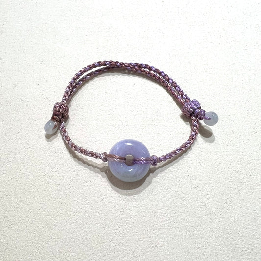 C25981846 🌸天然緬甸紫羅蘭翡翠*甜甜圈款平安扣配溢翠手繩系列