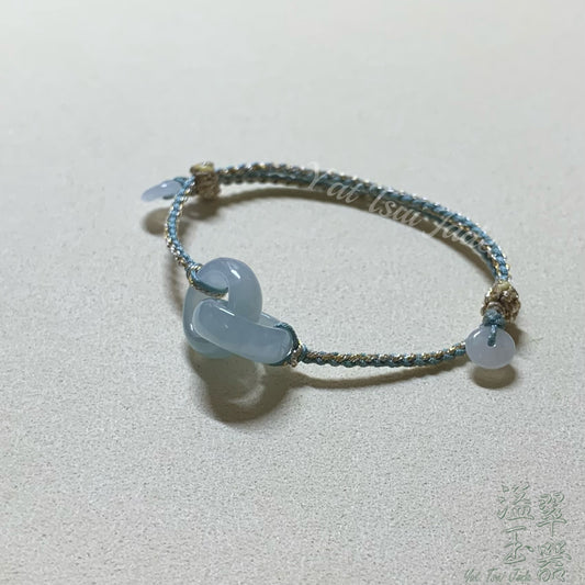 🧊天然緬甸「天空藍翡翠」🔗雙環扣配溢翠平安扣手繩系列🪢