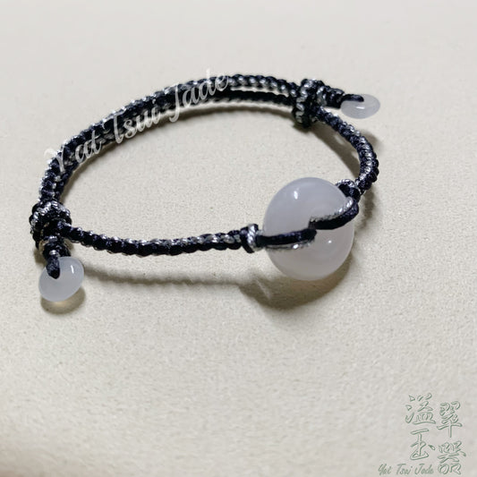 天然緬甸翡翠⚪️純白潔淨月亮白翡翠「甜甜圈」平安扣配溢翠手繩系列💫
