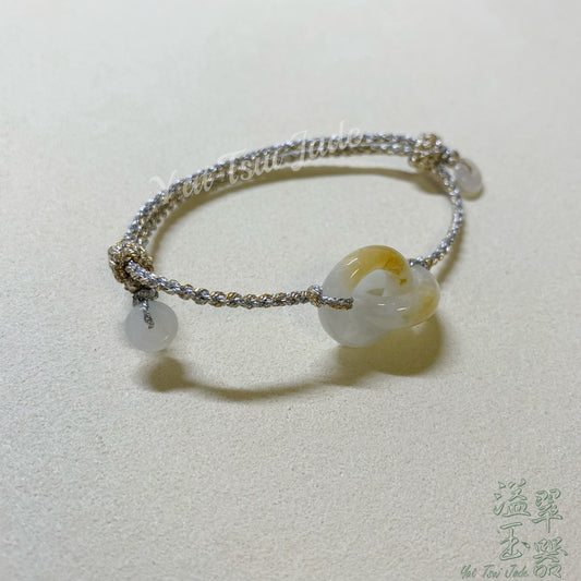 🌼天然緬甸「招財黃翡翠」🔗雙環平安扣配溢翠手繩系列