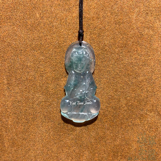 天然緬甸翡翠✨冰飄花觀音菩薩✨T2326539